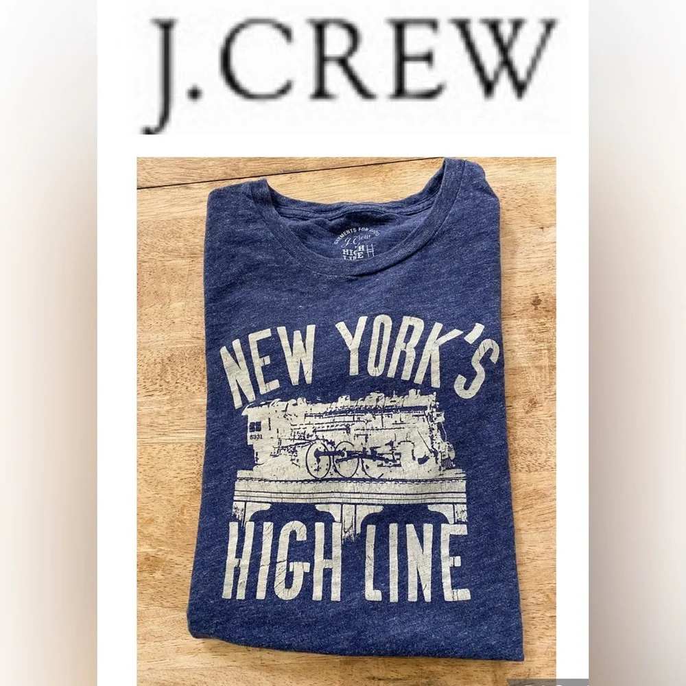 J Crew Adult Small New York High Line Steel Blue Cotton Graphic Tee‎